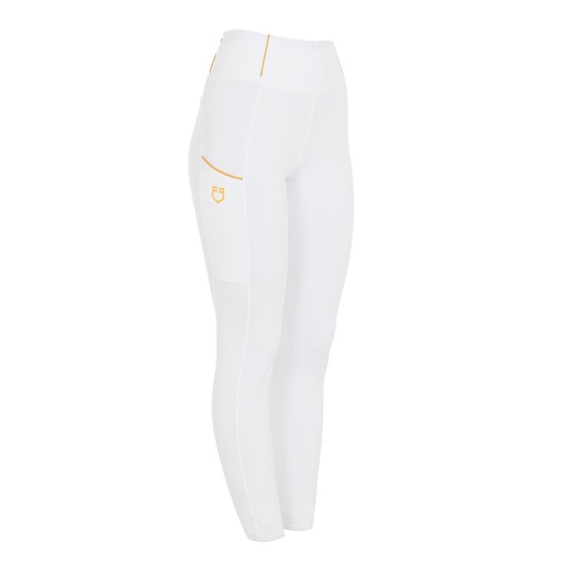 Equestro Leggings da donna con fodera in pile - Bianco