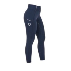Equestro Leggings donna slim fit full grip - Blu navy