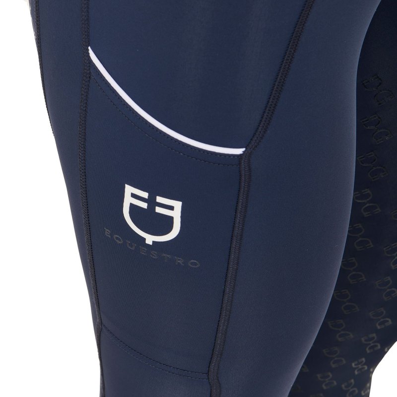 Equestro Leggings donna slim fit full grip - Blu navy
