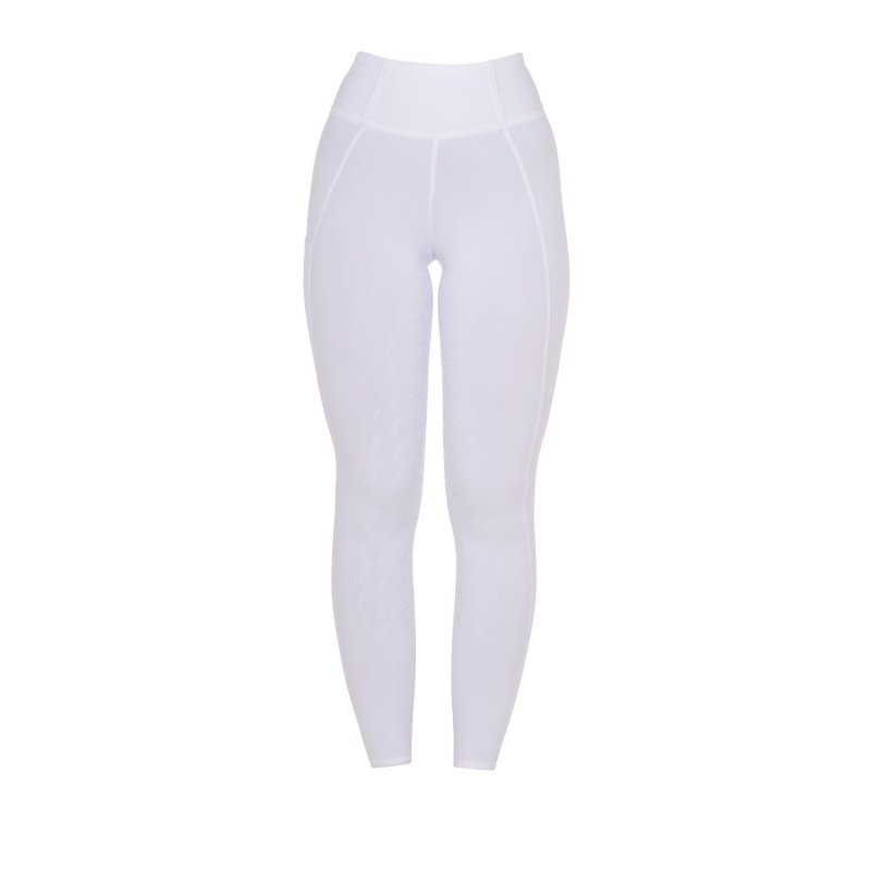 Equestro Leggings donna slim fit full grip - Bianco