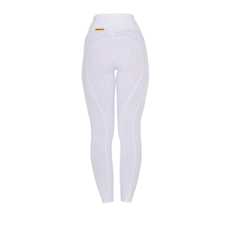 Equestro Leggings donna slim fit full grip - Bianco