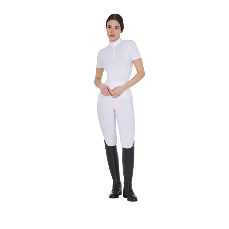 Equestro Leggings donna slim fit full grip - Bianco