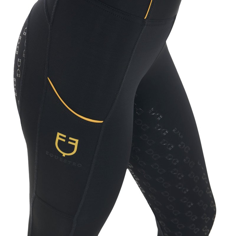 Equestro Leggings donna slim fit full grip - Nero