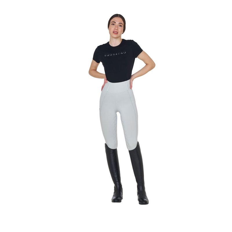 Equestro Leggings donna slim fit full grip - Bianco
