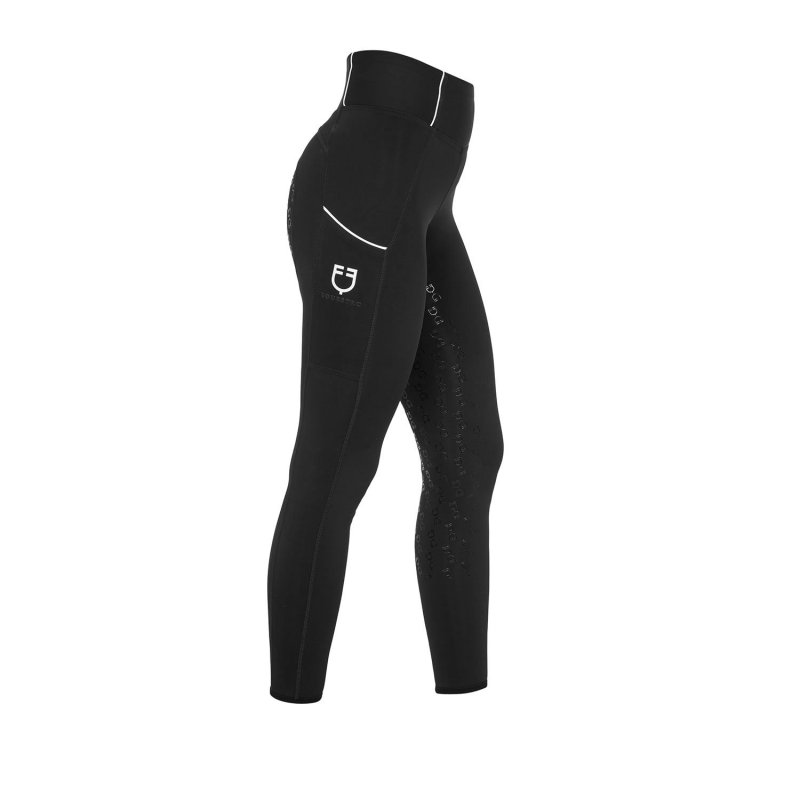 Equestro Leggings donna slim fit full grip - Nero