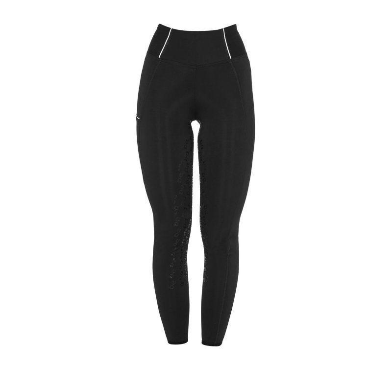 Equestro Leggings donna slim fit full grip - Nero