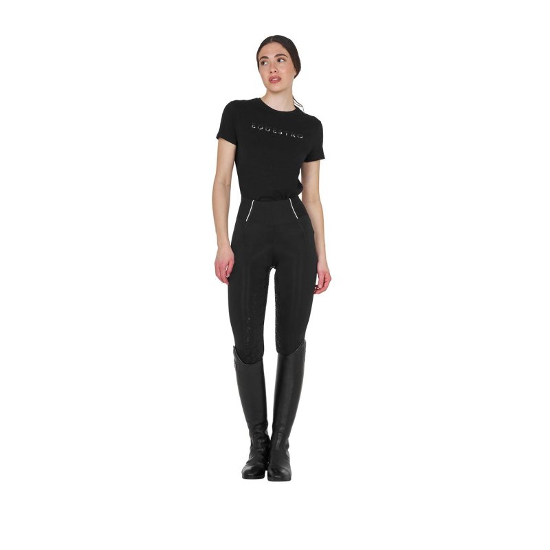 Equestro Leggings donna slim fit full grip - Nero
