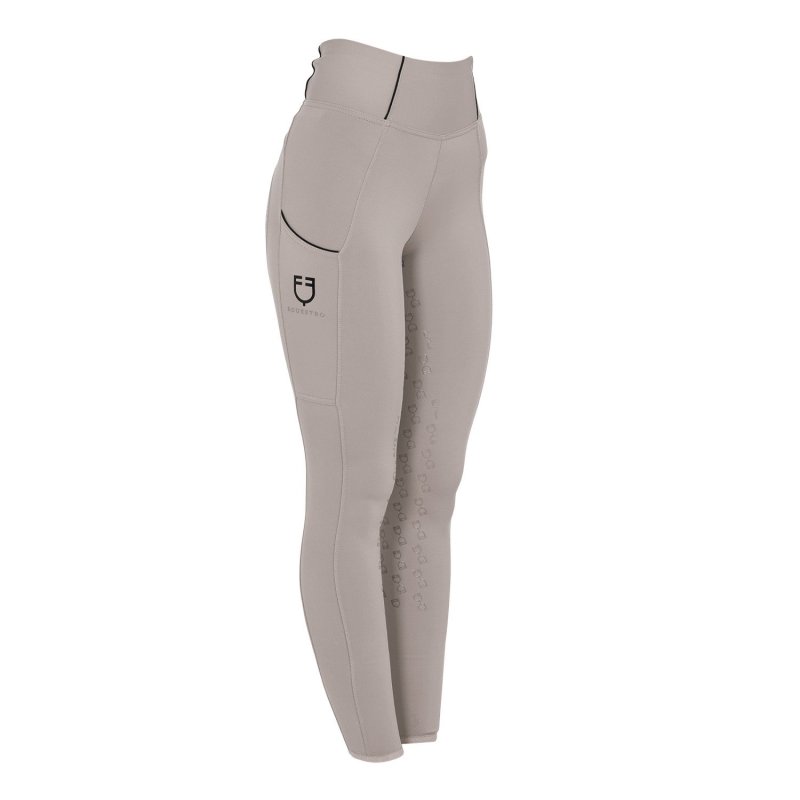 Equestro Leggings donna slim fit full grip - COBBLESTONE (16-1407)