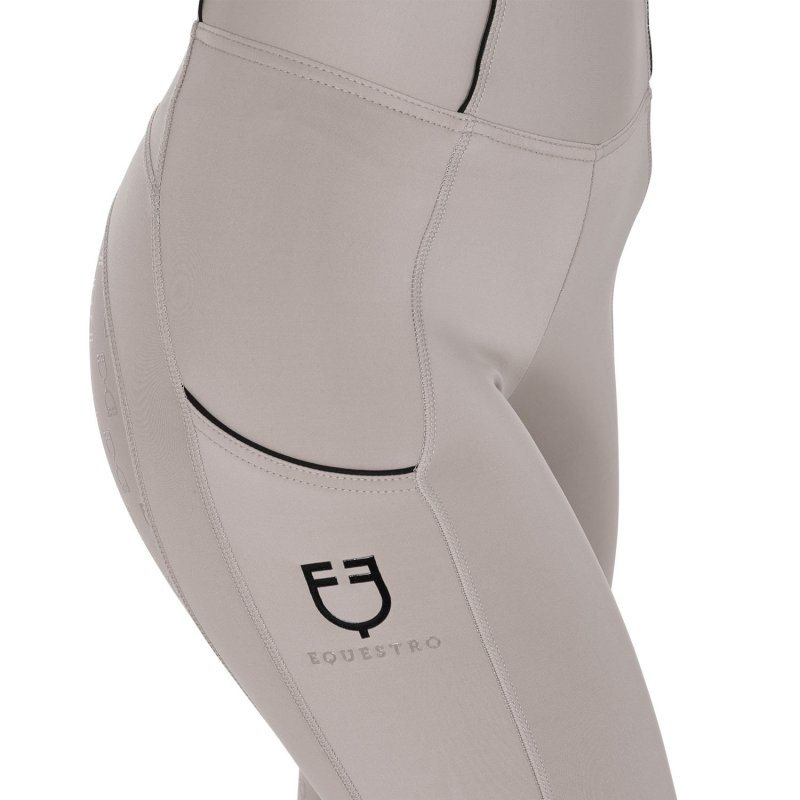 Equestro Leggings donna slim fit full grip - COBBLESTONE (16-1407)