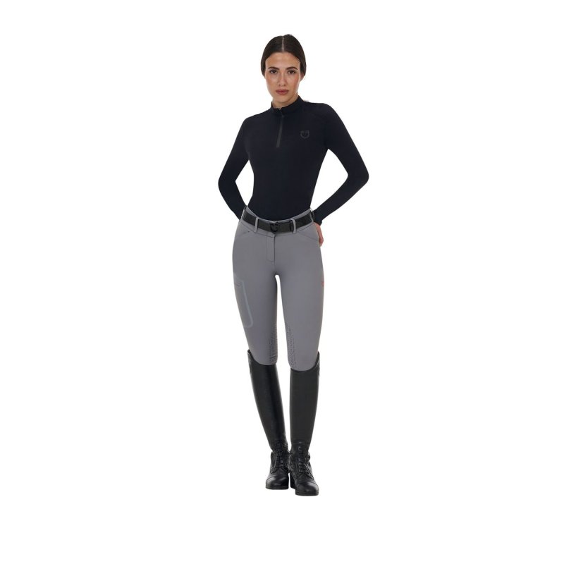 Equestro Pantalone slim fit donna vita alta Ridertechnology 2.0 cuciture termosaldate - MOCKINGBIRD (18-4015)