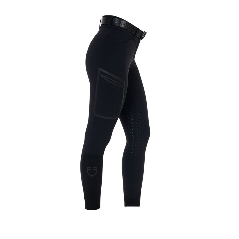 Equestro Pantalone slim fit donna vita alta Ridertechnology 2.0 cuciture termosaldate - Nero