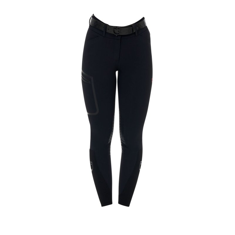 Equestro Pantalone slim fit donna vita alta Ridertechnology 2.0 cuciture termosaldate - Nero