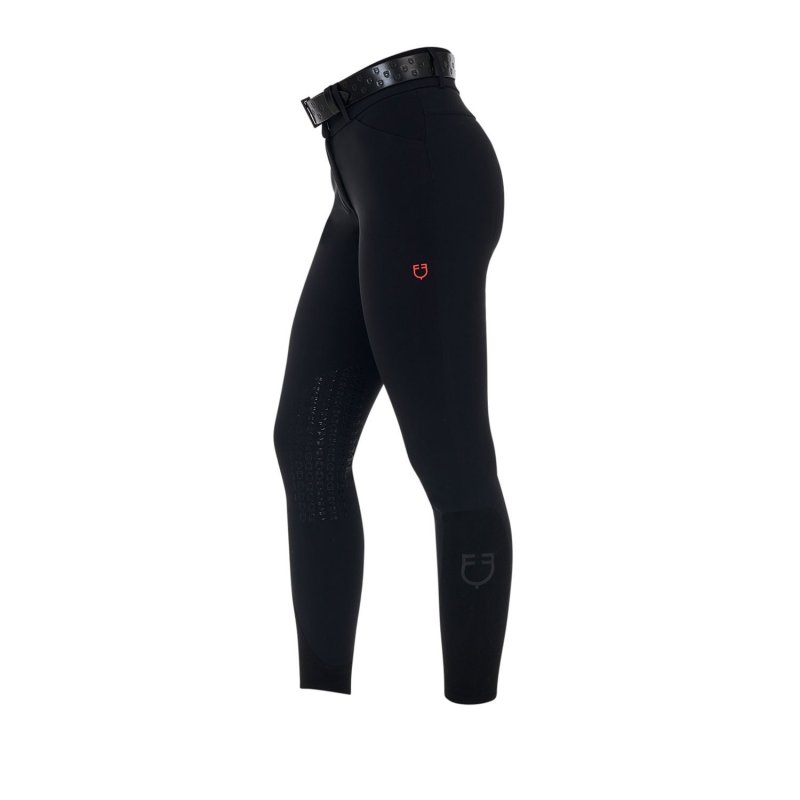 Equestro Pantalone slim fit donna vita alta Ridertechnology 2.0 cuciture termosaldate - Nero