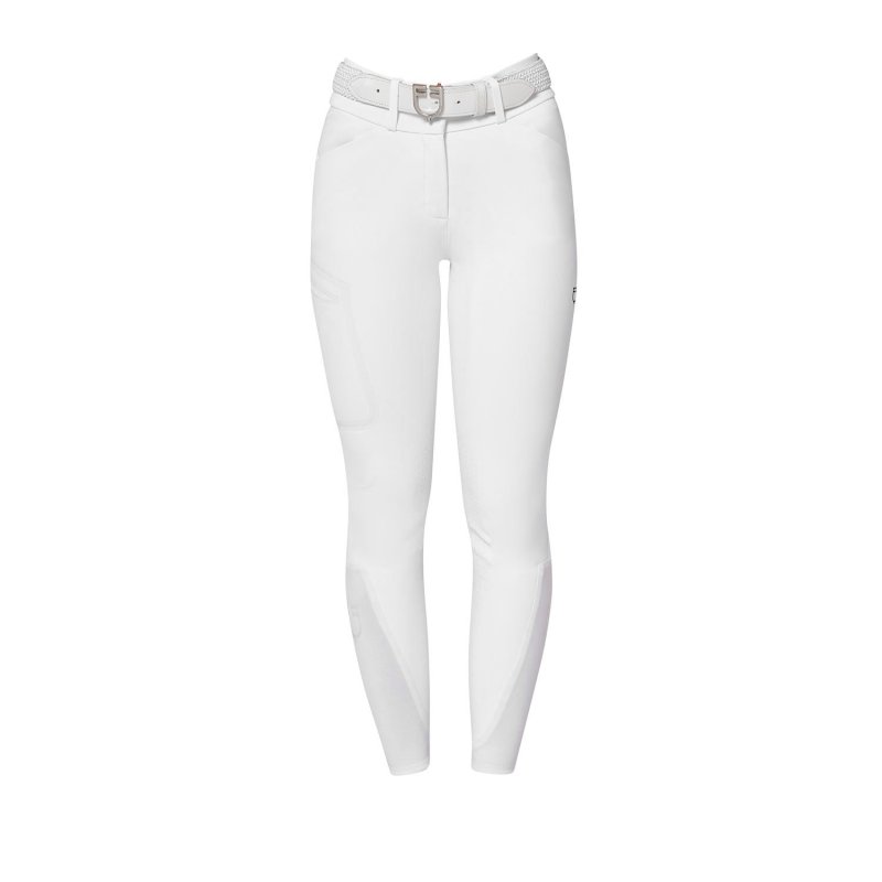 Equestro Pantalone slim fit donna vita alta Ridertechnology 2.0 cuciture termosaldate - Bianco