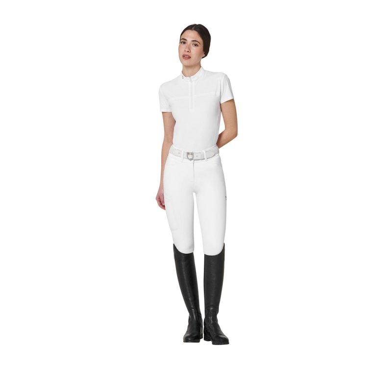 Equestro Pantalone slim fit donna vita alta Ridertechnology 2.0 cuciture termosaldate - Bianco