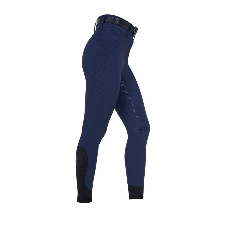 Equestro Pantaloni donna a vita alta monogram - Blu navy