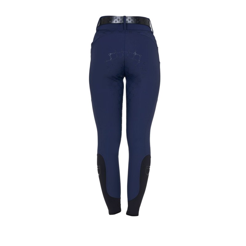 Equestro Pantaloni donna a vita alta monogram - Blu navy