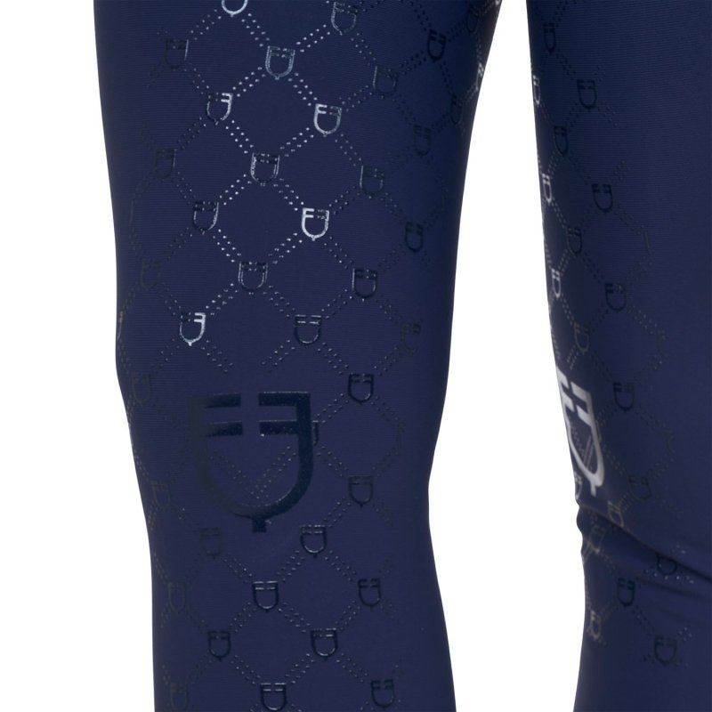 Equestro Pantaloni donna a vita alta monogram - Blu navy