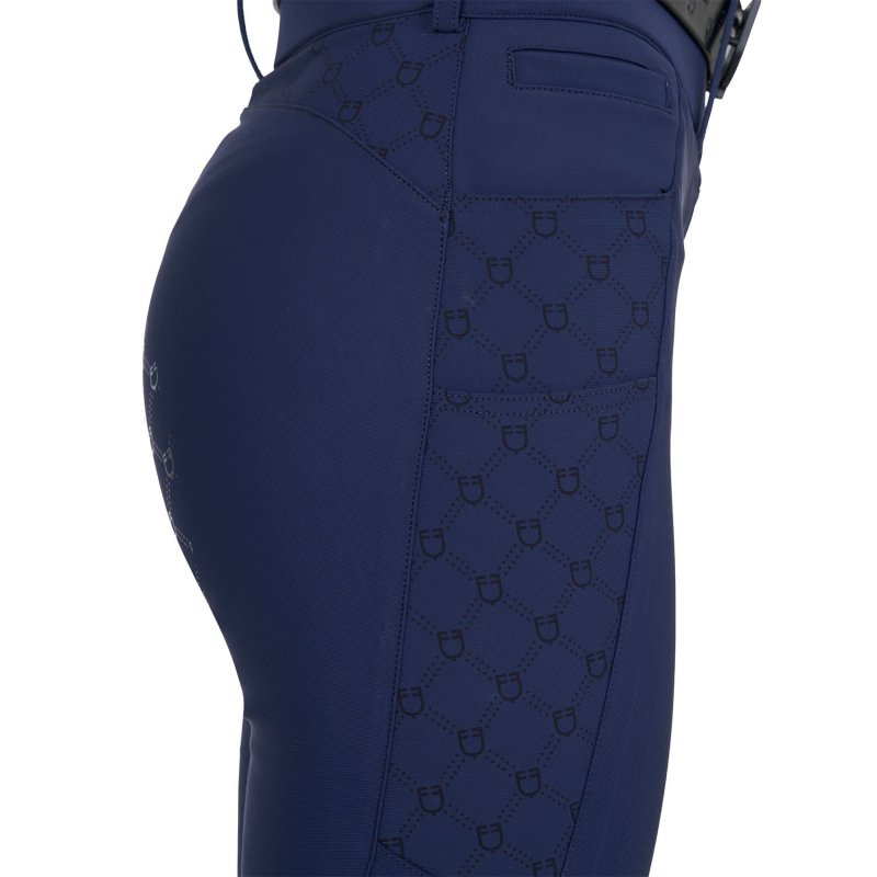 Equestro Pantaloni donna a vita alta monogram - Blu navy