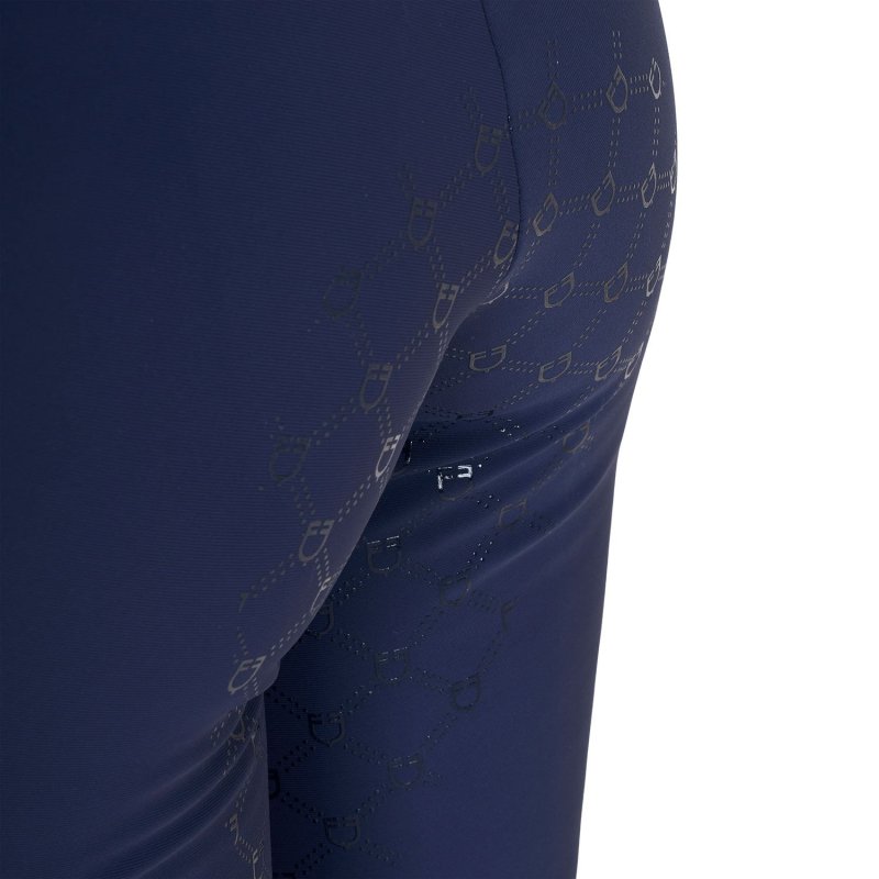 Equestro Pantaloni donna a vita alta monogram - Blu navy