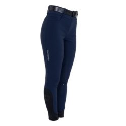 Equestro Pantaloni donna full grip a vita alta logo in strass - Blu navy
