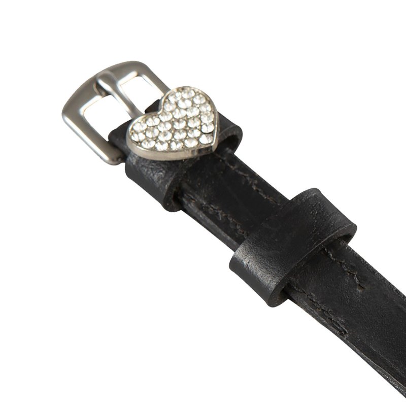Equestro Lacciolini per speroni in pelle con decorazioni e strass - CUORE