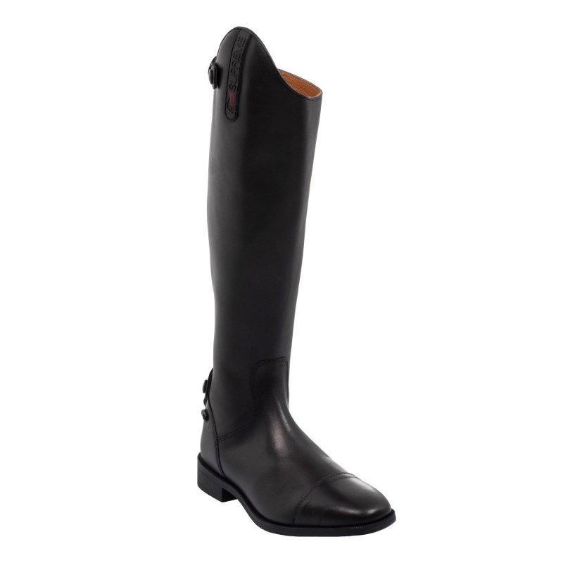 Supreme Stivali unisex polpaccio largo in morbida pelle con zip posteriore - Nero