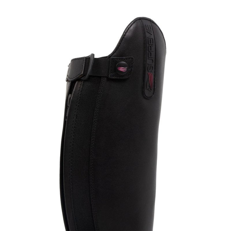 Supreme Stivali unisex polpaccio largo in morbida pelle con zip posteriore - Nero
