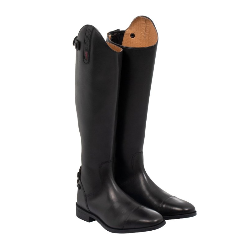 Supreme Stivali unisex polpaccio regolare in morbida pelle con zip posteriore - Nero