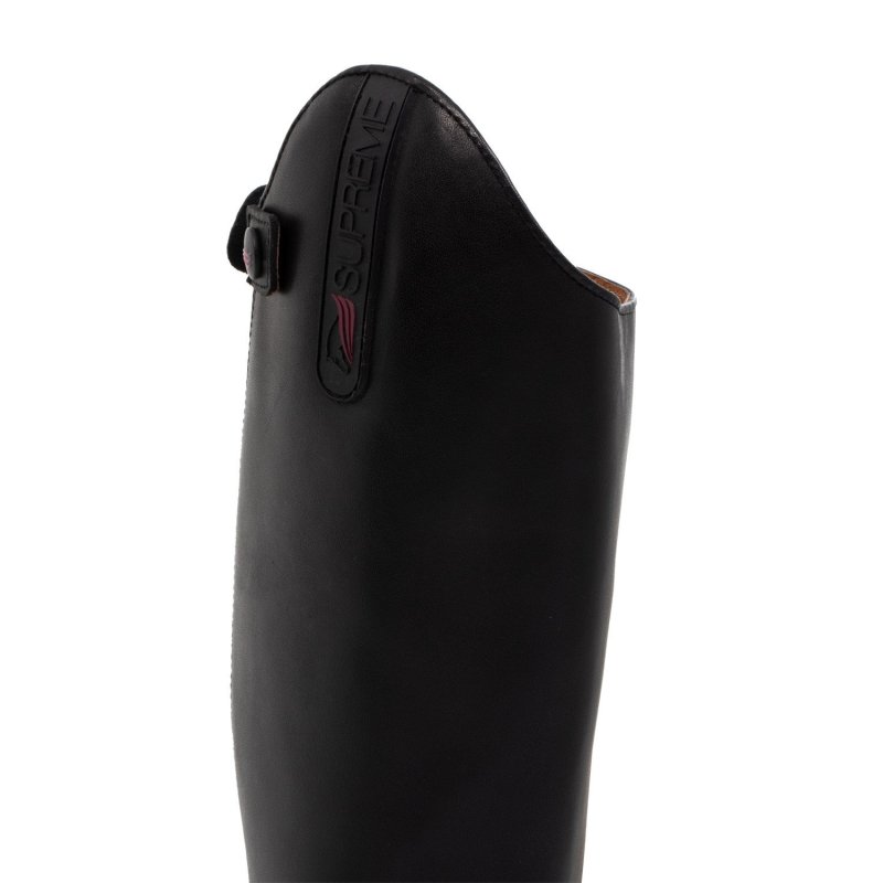 Supreme Stivali unisex polpaccio stretto in morbida pelle con zip posteriore - Nero