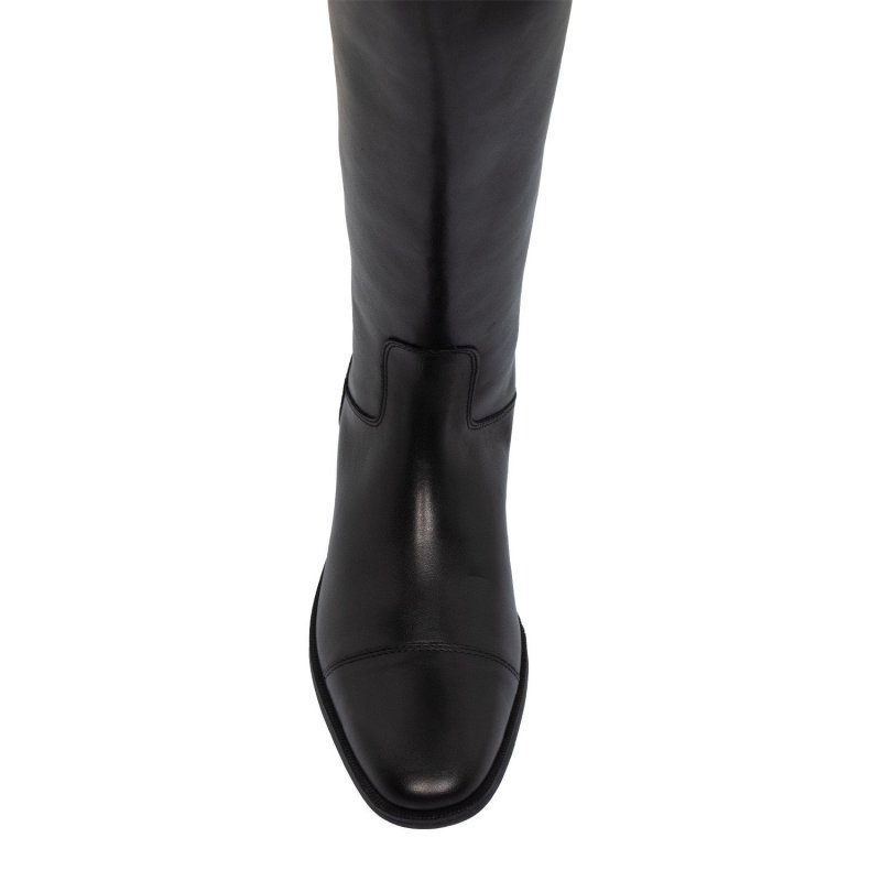 Supreme Stivali unisex polpaccio stretto in morbida pelle con zip posteriore - Nero