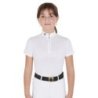 Equestro Polo bambina da concorso slim fit con zip - Bianco