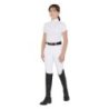 Equestro Polo bambina da concorso slim fit con zip - Bianco