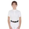 Equestro Polo bambina da concorso slim fit tessuto traforato - Bianco