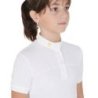 Equestro Polo bambina da concorso slim fit tessuto traforato - Bianco