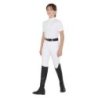 Equestro Polo bambina da concorso slim fit tessuto traforato - Bianco