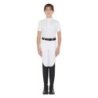 Equestro Polo bambina da concorso slim fit tessuto traforato - Bianco