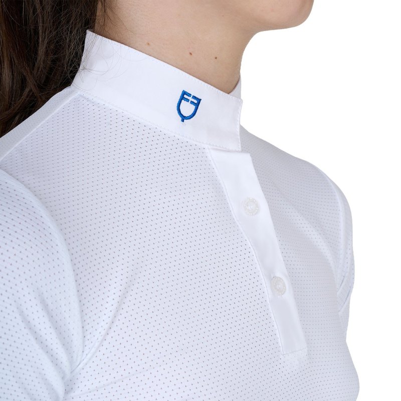Equestro Polo bambina da concorso slim fit traspirante - Bianco
