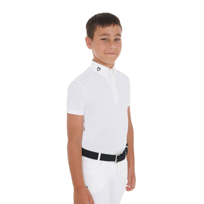 Equestro Polo bambino Arsen da concorso a quattro bottoni - Bianco