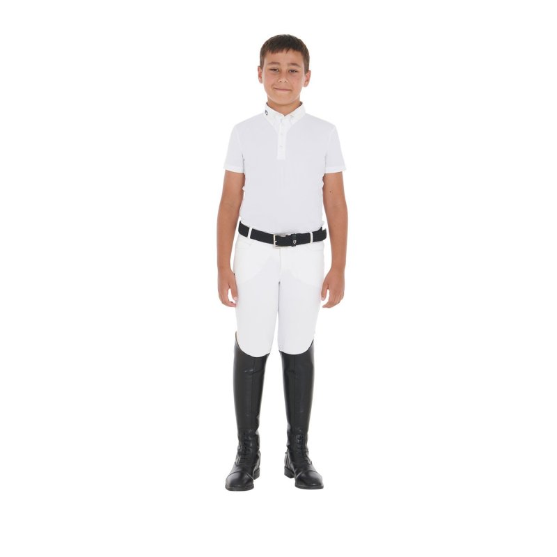 Equestro Polo bambino Arsen da concorso a quattro bottoni - Bianco