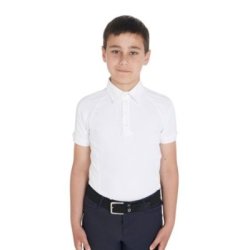 Equestro Polo bambino da concorso slim fit quattro bottoni - Bianco