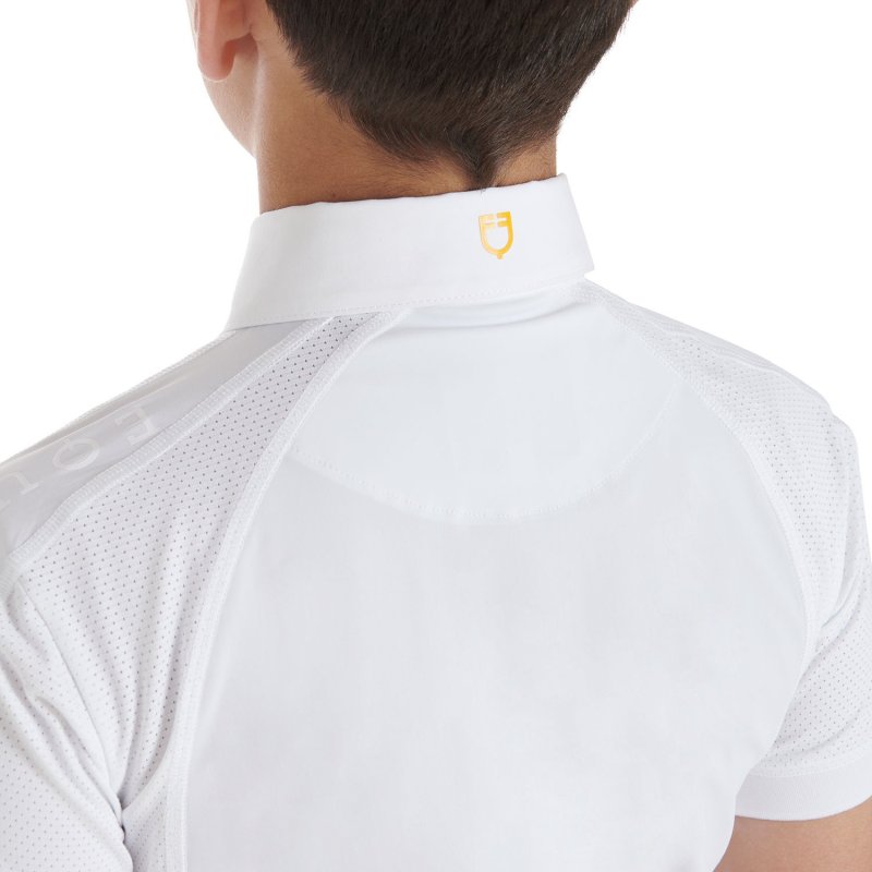 Equestro Polo bambino da concorso slim fit quattro bottoni - Bianco