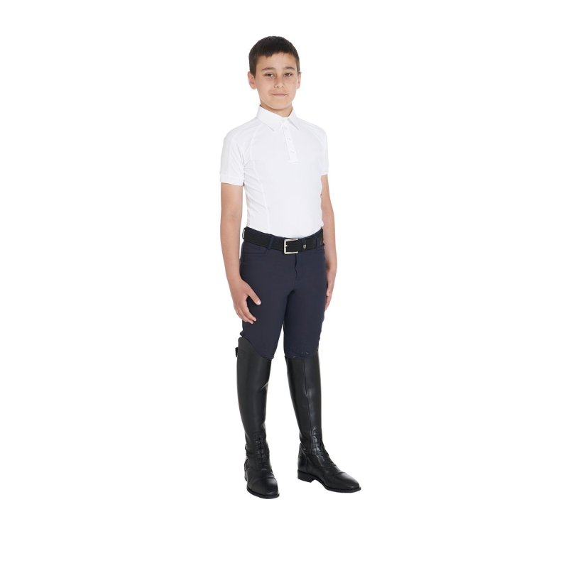 Equestro Polo bambino da concorso slim fit quattro bottoni - Bianco
