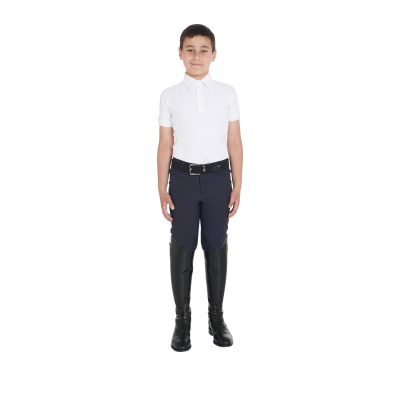 Equestro Polo bambino da concorso slim fit quattro bottoni - Bianco