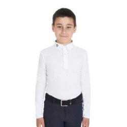 Equestro Polo bambino da concorso slim fit tre bottoni - Bianco