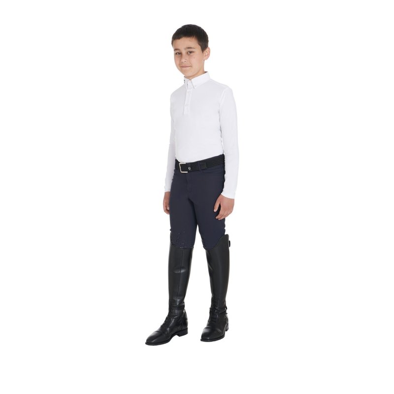 Equestro Polo bambino da concorso slim fit tre bottoni - Bianco