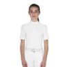 Equestro Polo concorso bambina slim fit con bottoni - Bianco