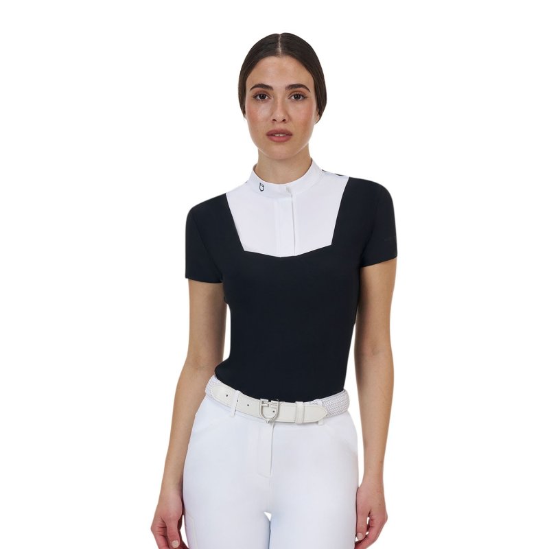 Equestro Polo concorso donna Ridertechnology 2.0 manica corta - Nero