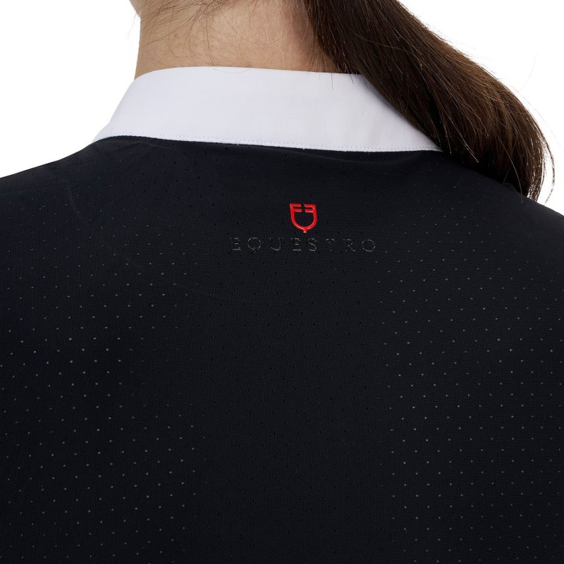 Equestro Polo concorso donna Ridertechnology 2.0 manica corta - Nero