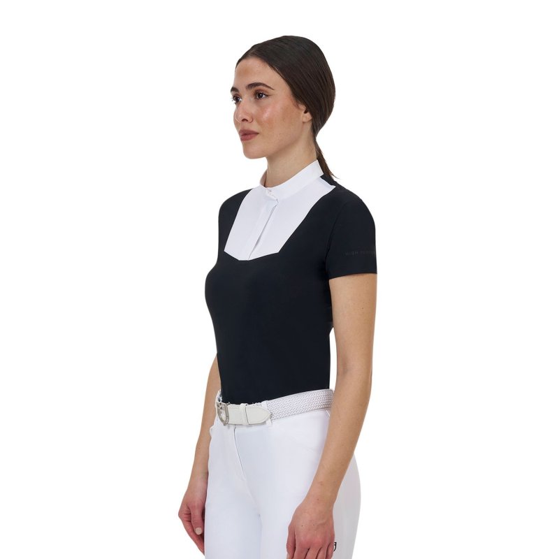 Equestro Polo concorso donna Ridertechnology 2.0 manica corta - Nero